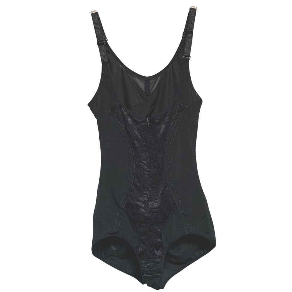 Black Shapewear Bodysuit 3XL Lace Zipper Front Firm Control Bodyshaper Slimming